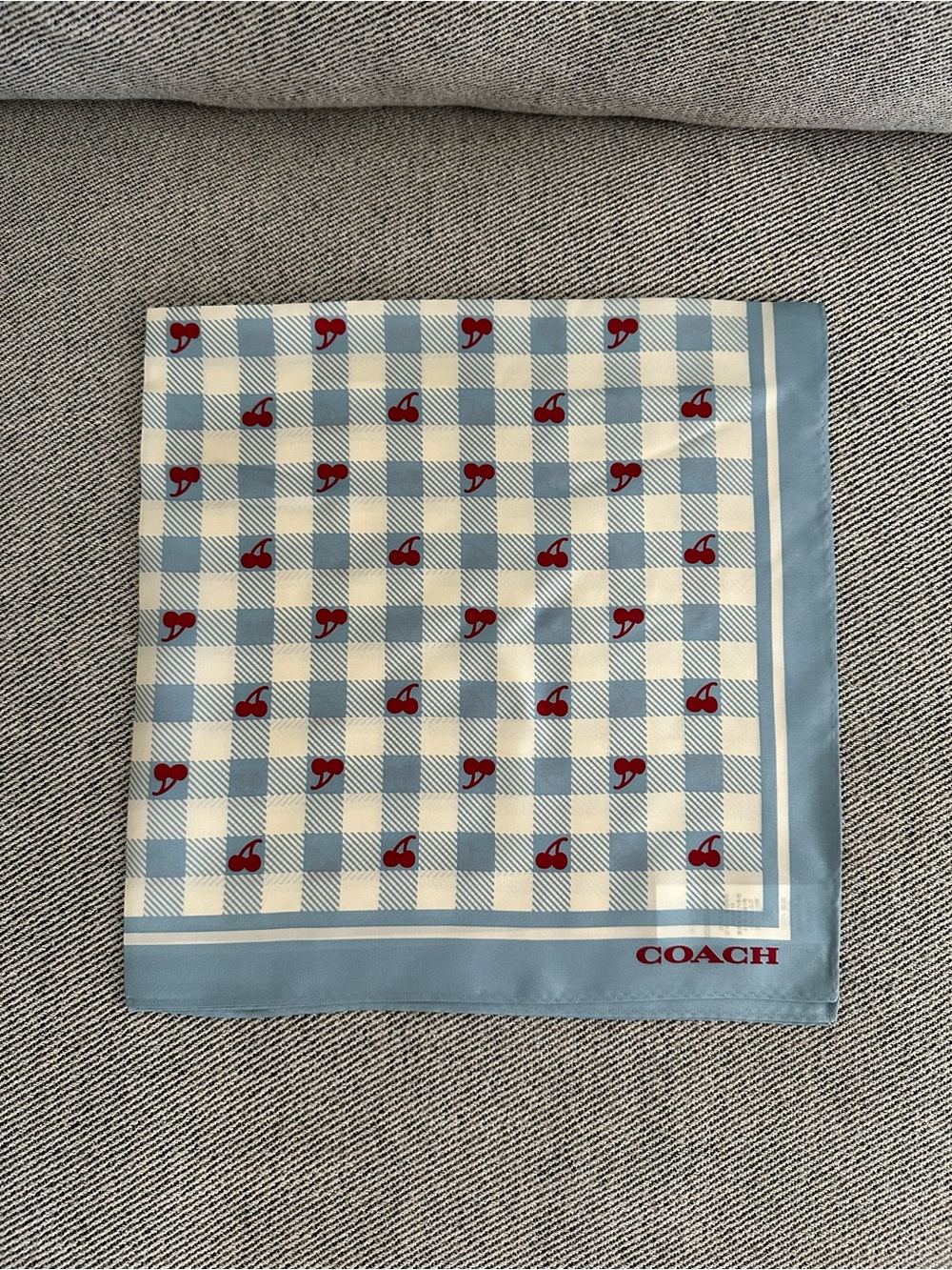 Coach Cherry Gingham Silk Scarf Bandana CFG33